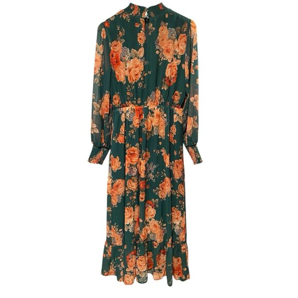 BALTIC BORN LUCIANA GREEN FLORAL HIGH NECK SHEER SLEEVE MAXI DRESS SZ XL - Picture 7 of 11